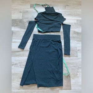 2-Piece Lovestruck Graphite Mistress Rocks Skirt Set